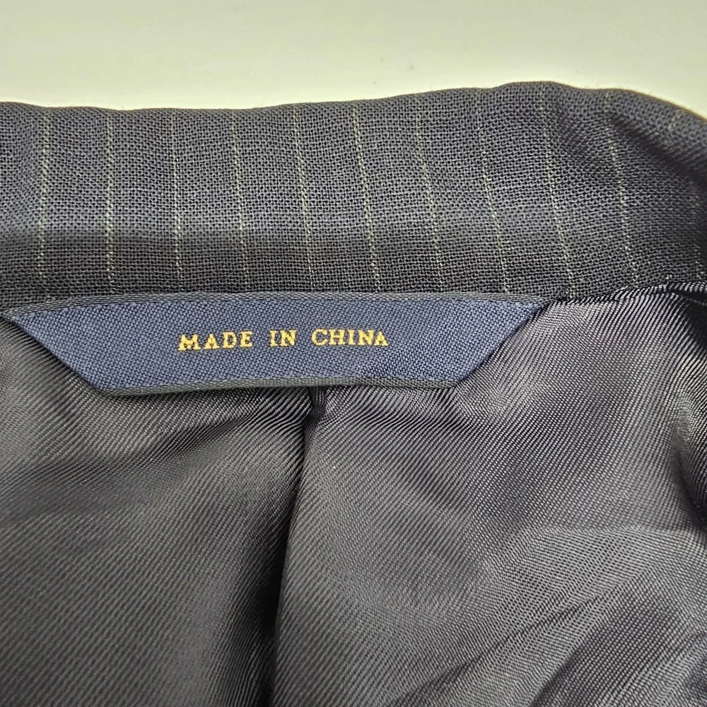 Brooks Brothers Wool Blazer Pants Suit Men 41R Navy 38 Waist Pinstripe Office‎